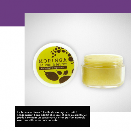 Baume à lèvres artisanal bio à l'huile de moringa - Moringa Wave - 6 g