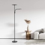 HaloOptronics – Gemini – Lampadaire LED design 30W (équivalent 300W) – Dimmable – Télécommande – Noir